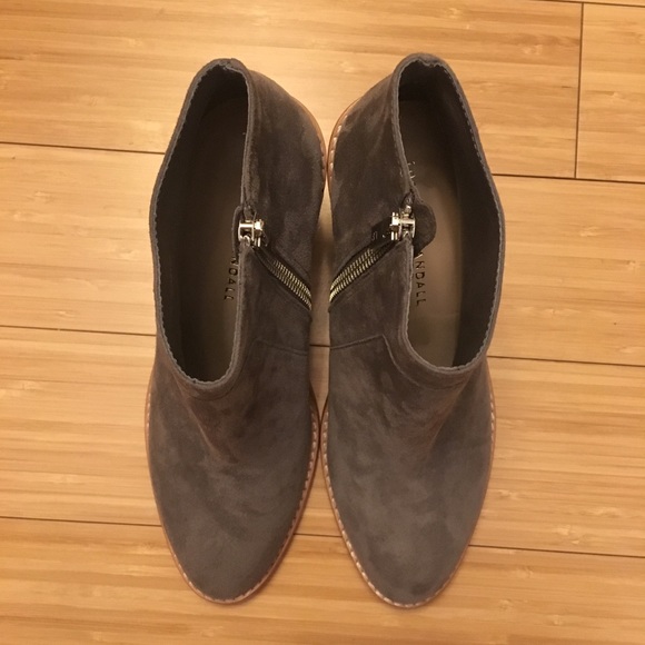 Loeffler Randall Ella Grey Almond Toe Suede Boots - Picture 3 of 6